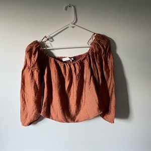 NWT brown/copper puff sleeve blouse